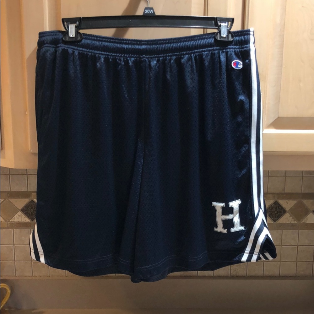 Champion Dark Blue Hillsdale College Mesh Shorts with White Accents. Sz. 2XL